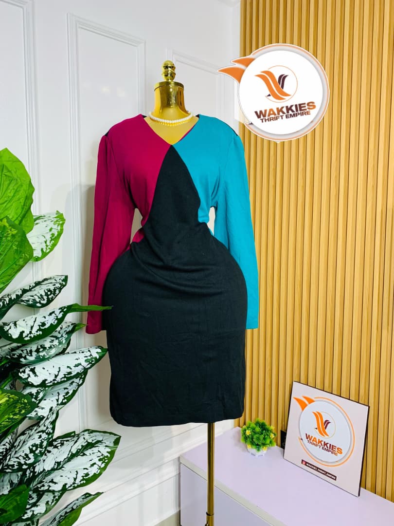 Fuchsia Colourblock Bodycon Dress